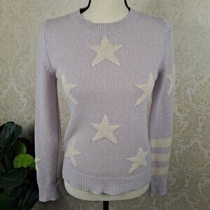 360 Cashmere “Embry” Size Small Lilac Sweater with White Stars and Stripes EUC